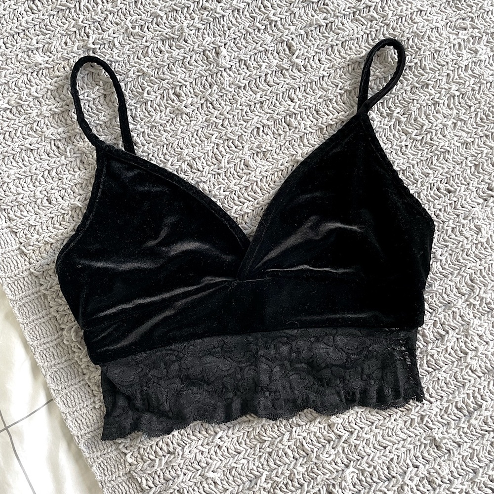 Velvet Lace Wrap Cropped Top